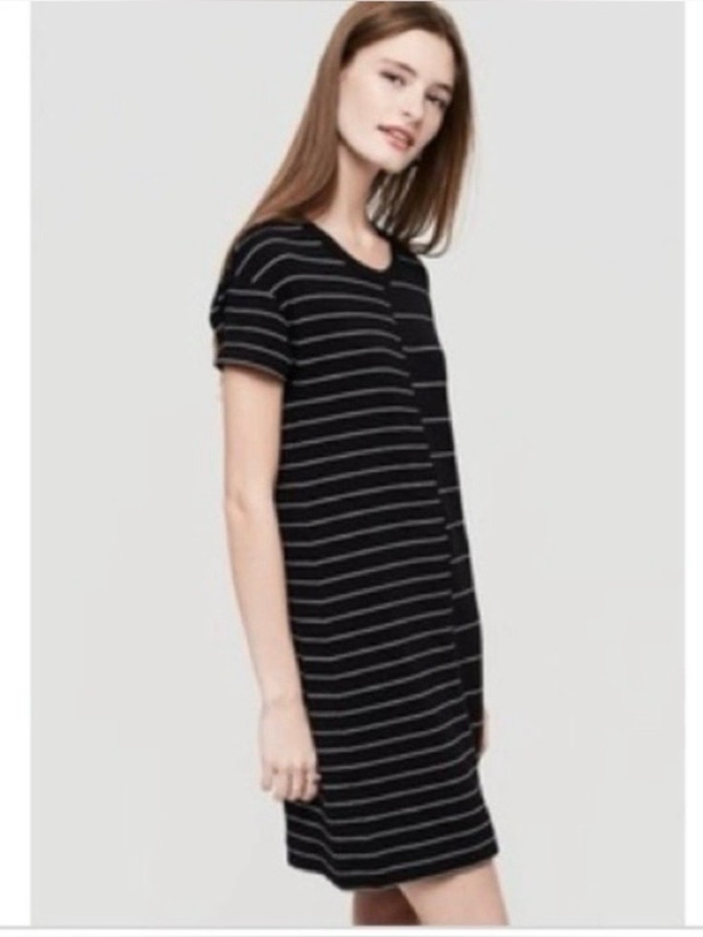 Lou & Grey T-Shirt Mini Dress Striped Signaturesoft Mixstripe Black White Knit S